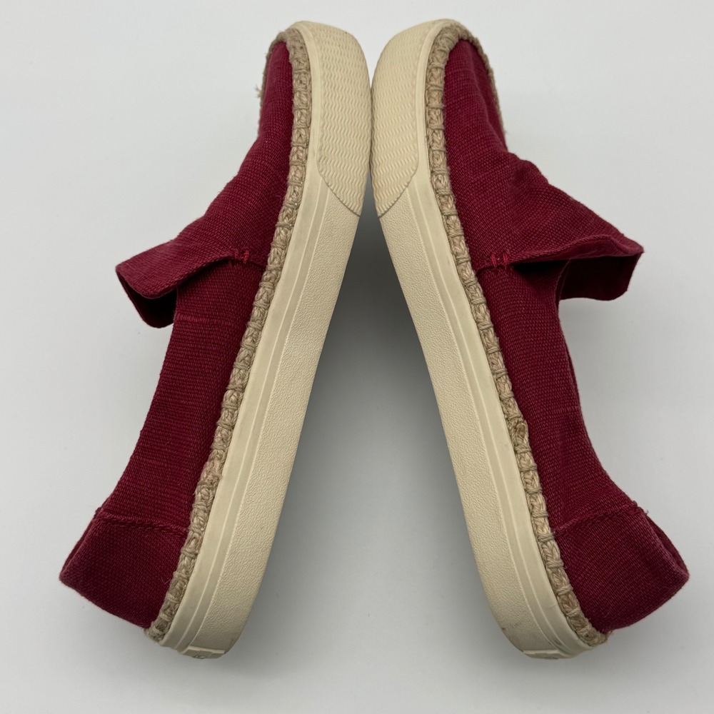 TOMS sz 8.5 Red Canvas Espadrille Platform Slip On Shoes Women's Casual Comfort - Picture 3 of 9